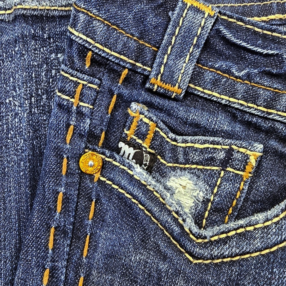 MEK Denim Oaxaca Jeans Womens 24 Y2K Flare Bootcut Embroidered Western Distress - Picture 7 of 10